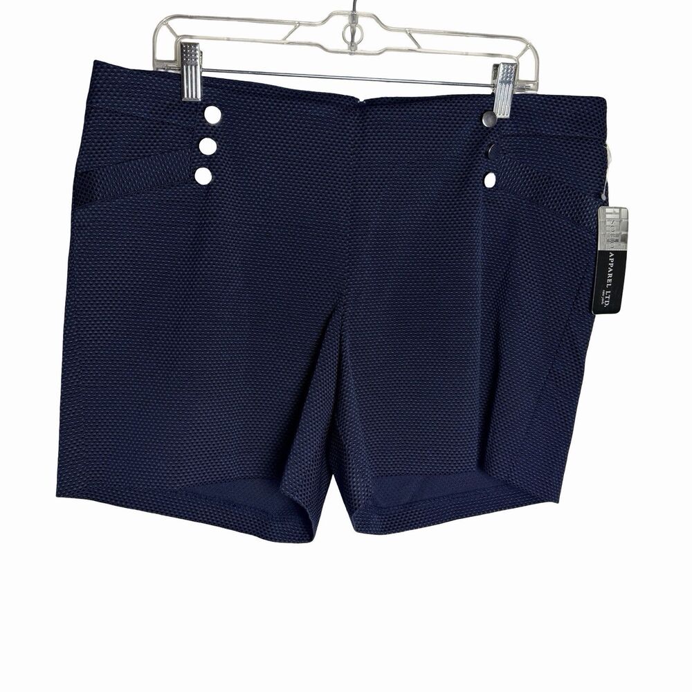 Navy Blue Sailor Shorts Back Zip 5" Inseam Dressy Womens 14 Soho Apparel Ltd.